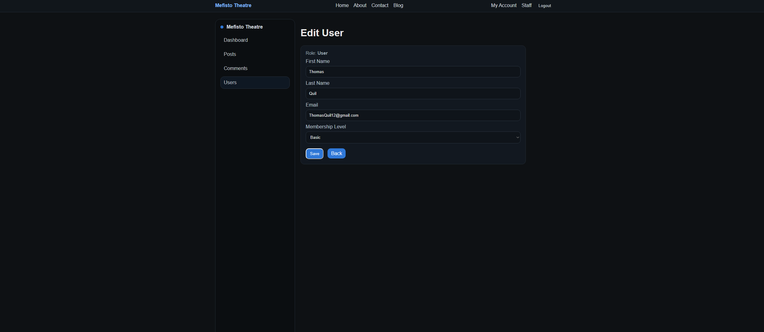 Mefisto Theatre edit user page